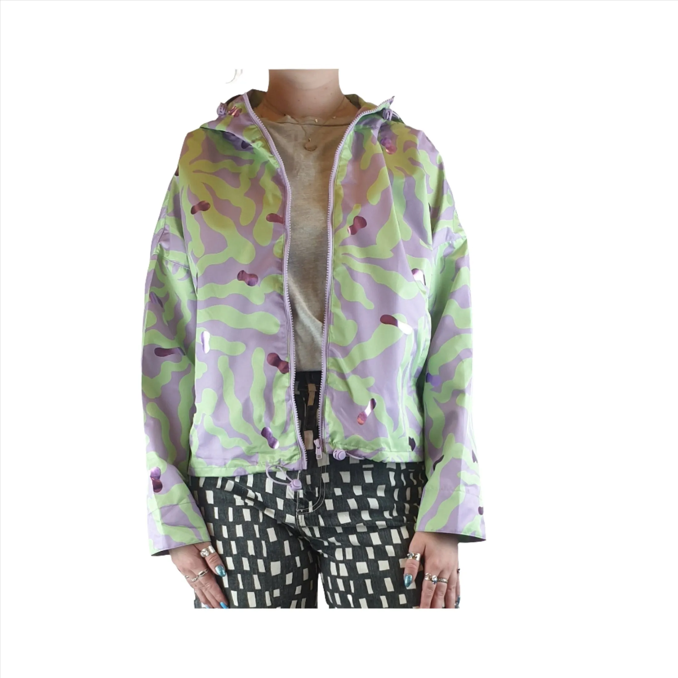 Gorman green and purple print raincoat size 12