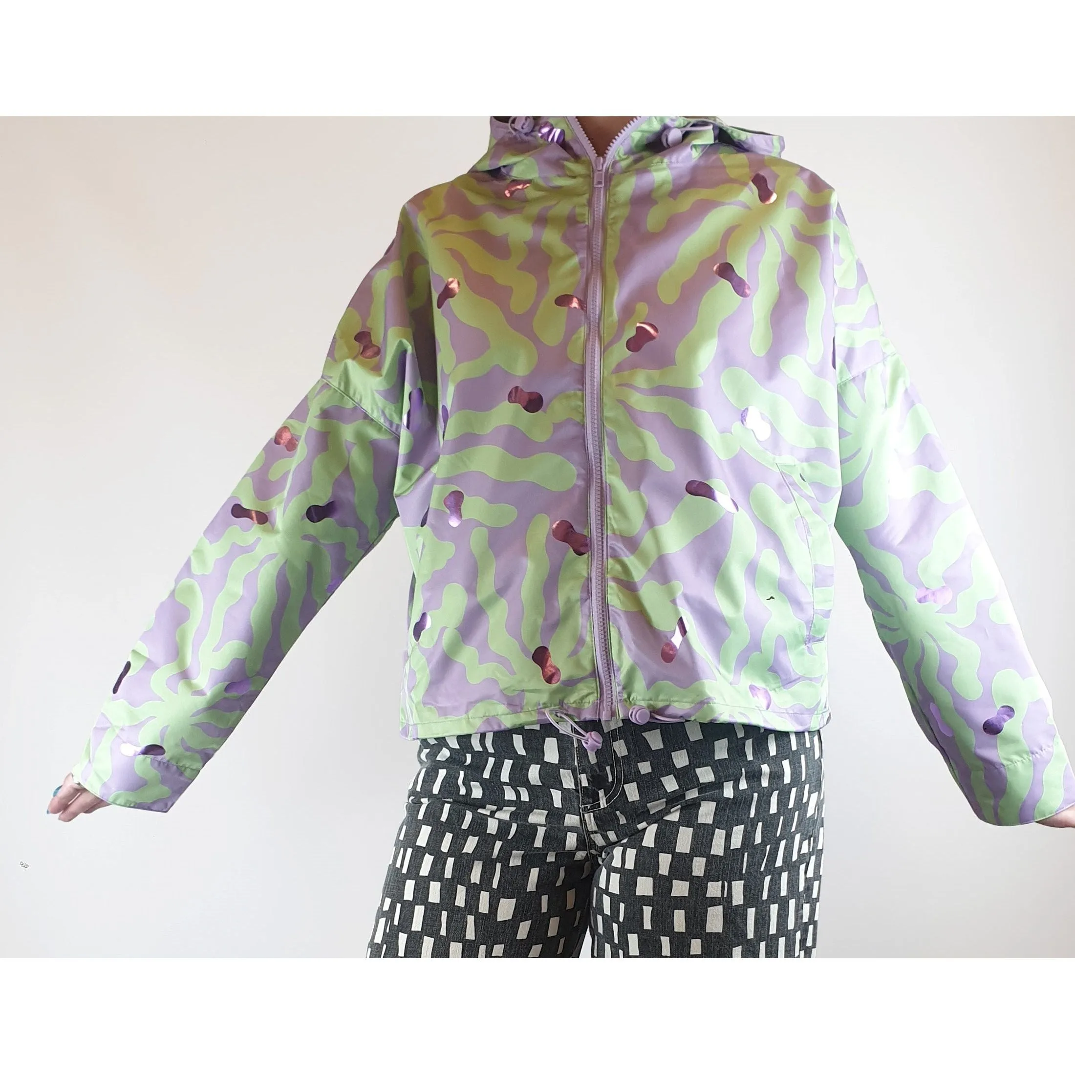 Gorman green and purple print raincoat size 12