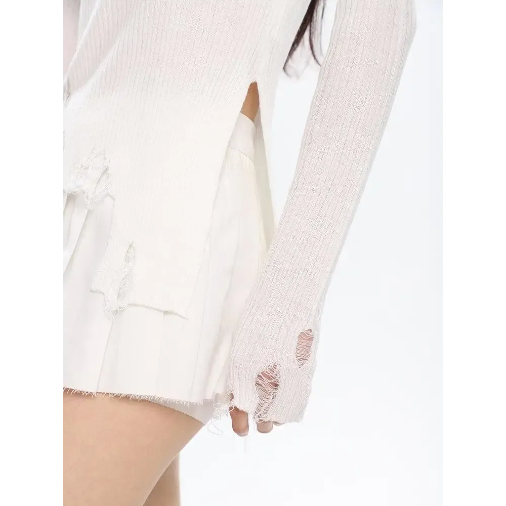 Grunge Turtleneck Distressed Sweater for an Edgy Everyday Look