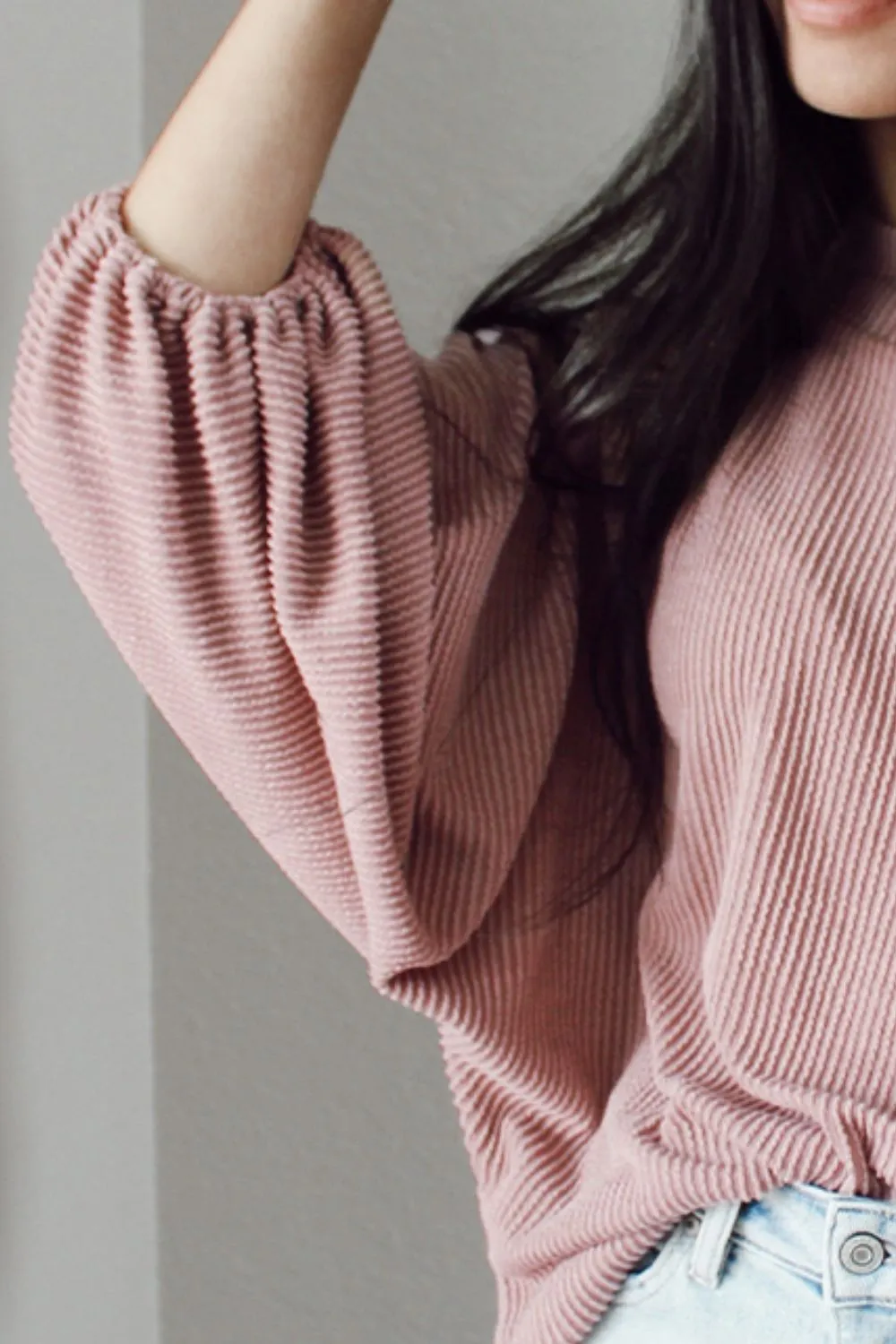 Hazel Blues® |  Ribbed Long Sleeve Knit Top