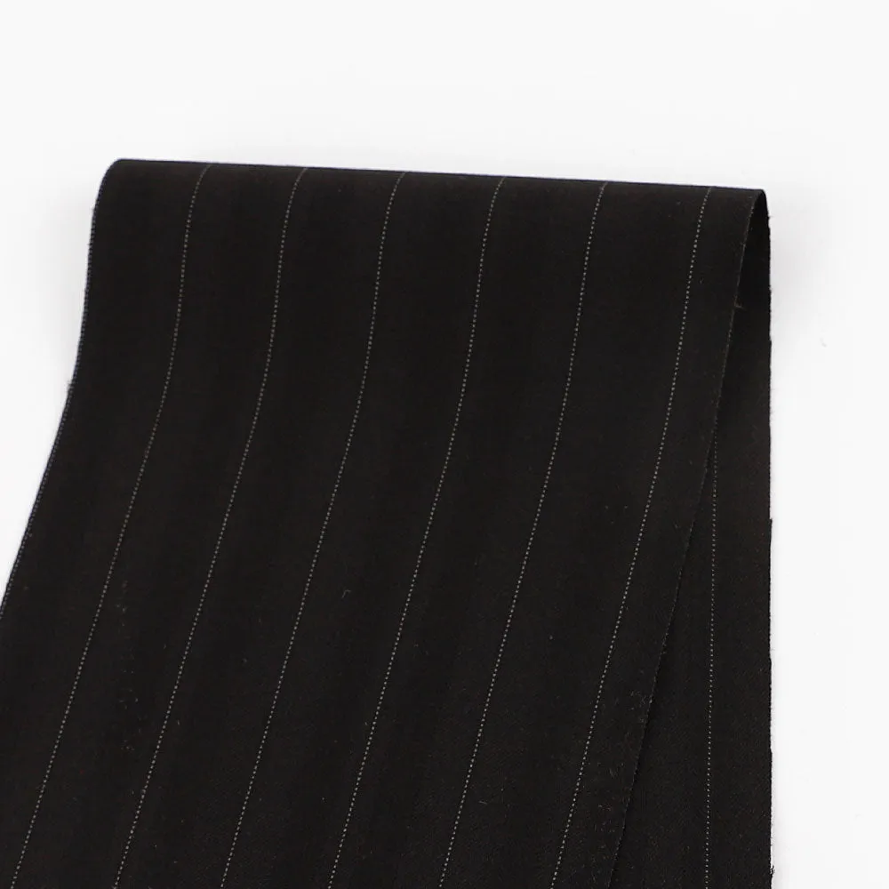 Herringbone Pinstripe Stretch Poly Suiting - Black