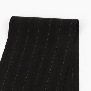 Herringbone Pinstripe Stretch Poly Suiting - Black