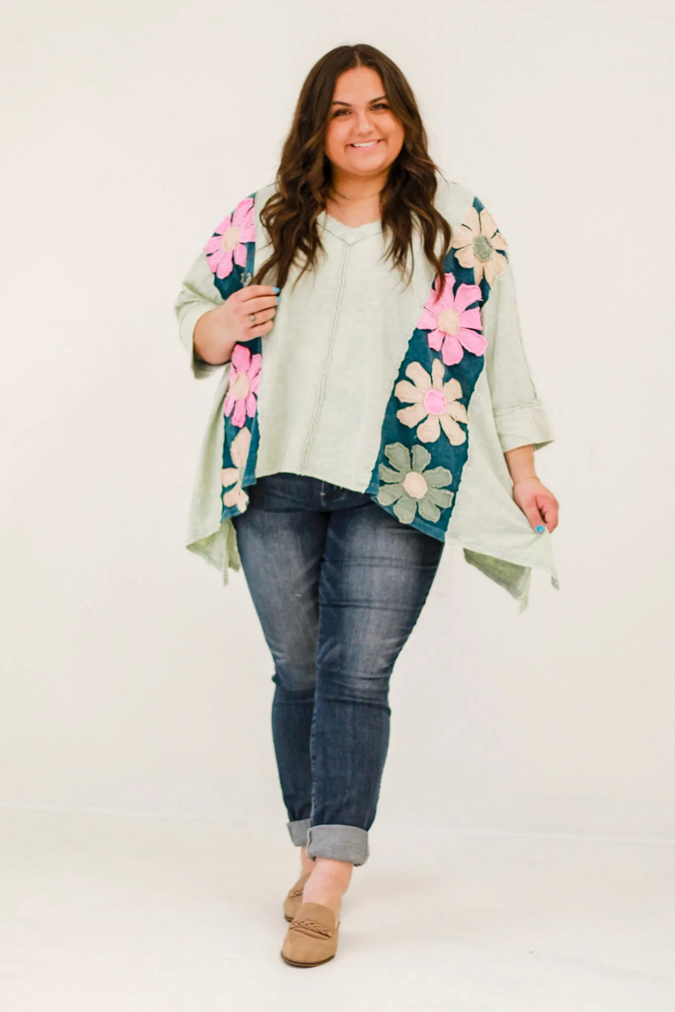 Hey Daisy Washed Patchwork Oversized Top by Oli & Hali