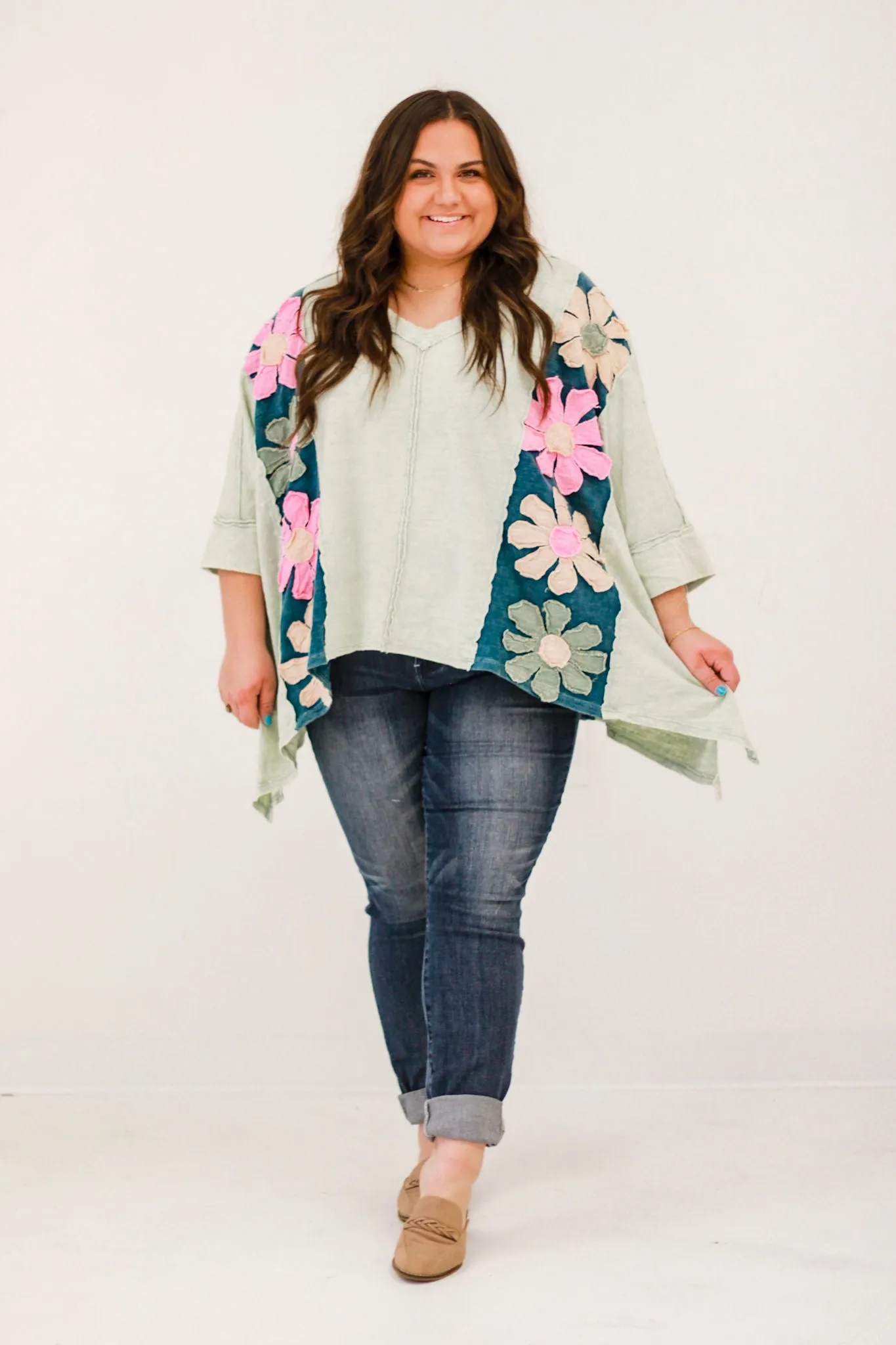Hey Daisy Washed Patchwork Oversized Top by Oli & Hali