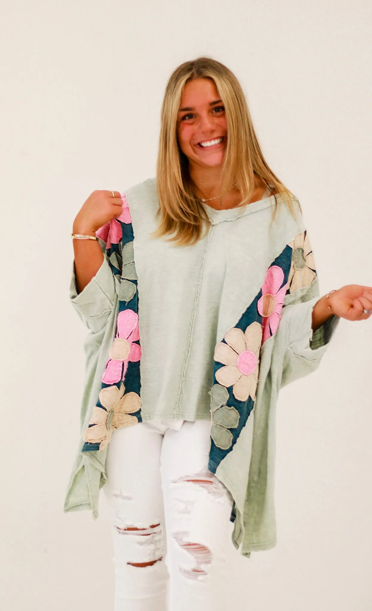 Hey Daisy Washed Patchwork Oversized Top by Oli & Hali