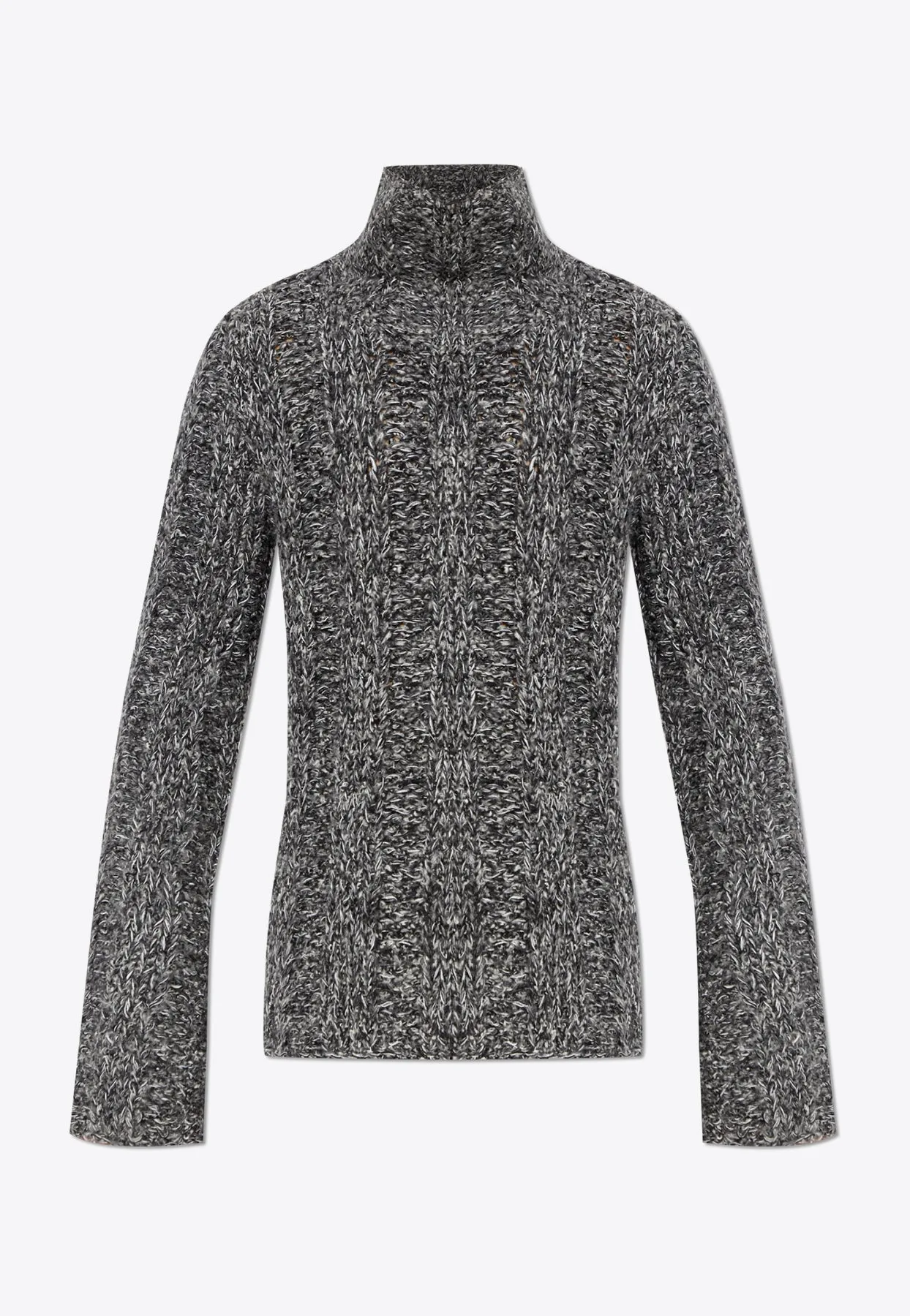 High-Neck Chunky Knit Sweater