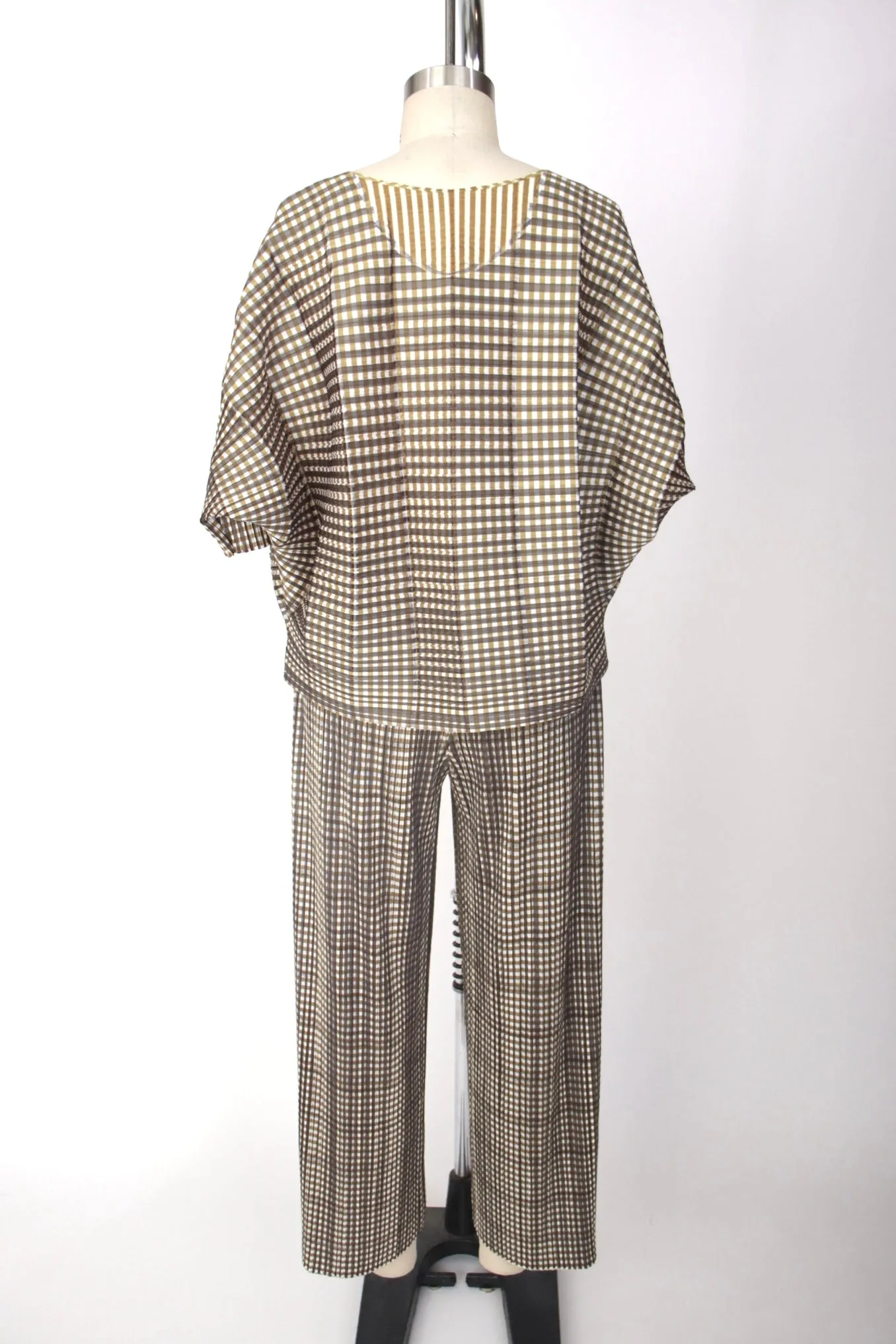 Issey Miyake Plissé Gingham Pant Set