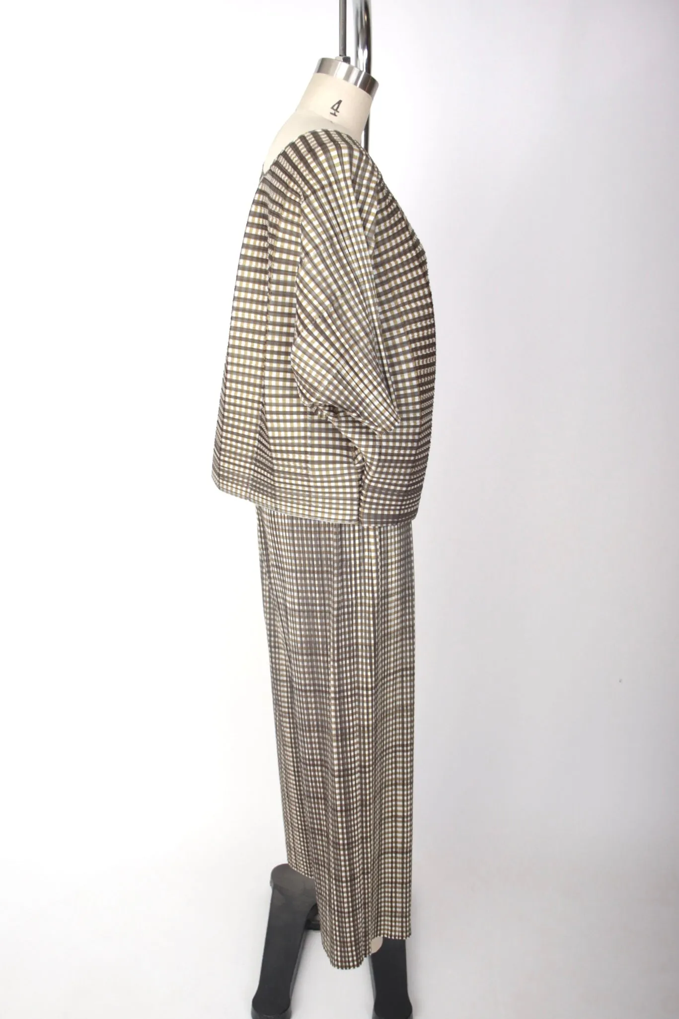 Issey Miyake Plissé Gingham Pant Set
