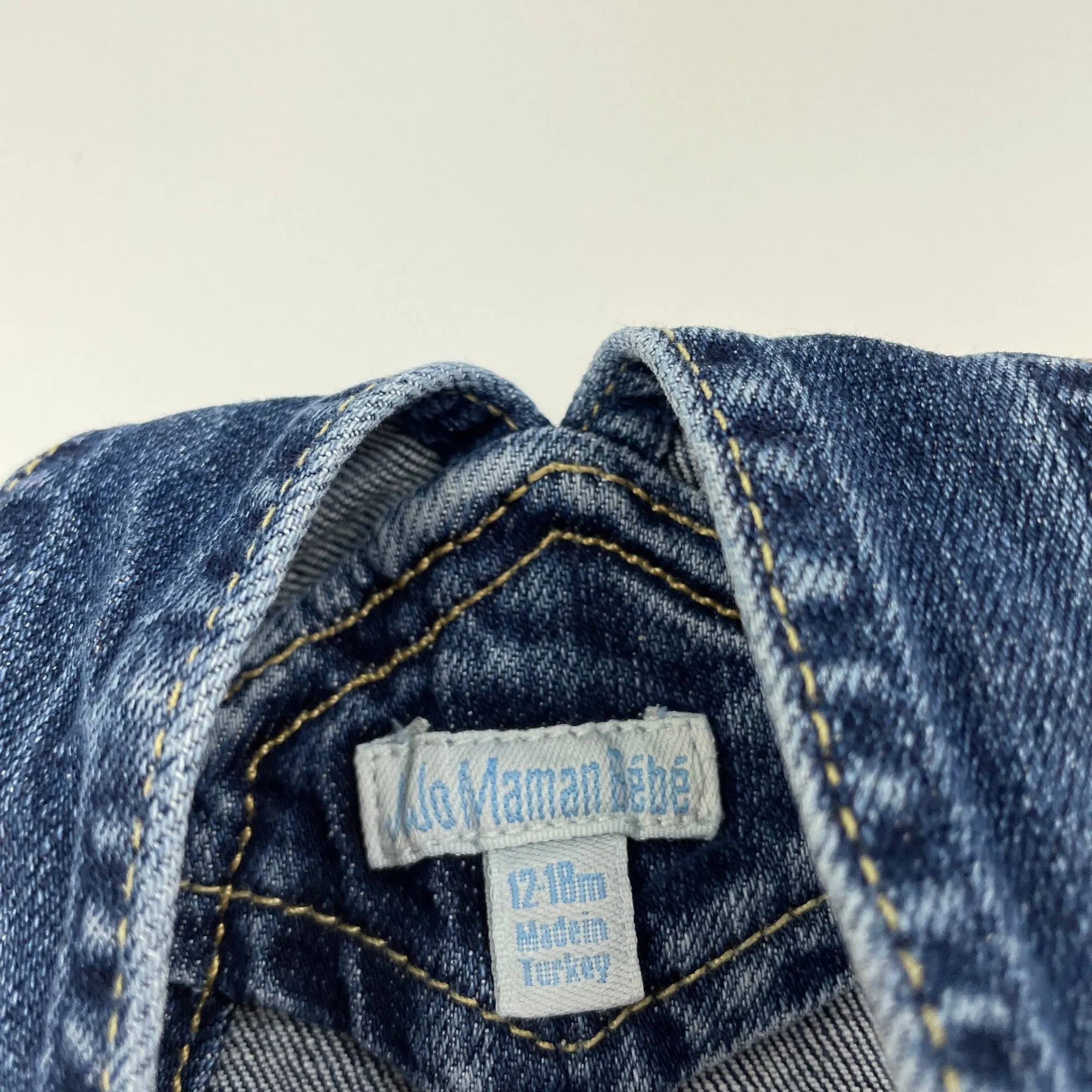 JoJo Maman Bebe stretch denim overalls dress / pinafore, size 1, Pre-loved