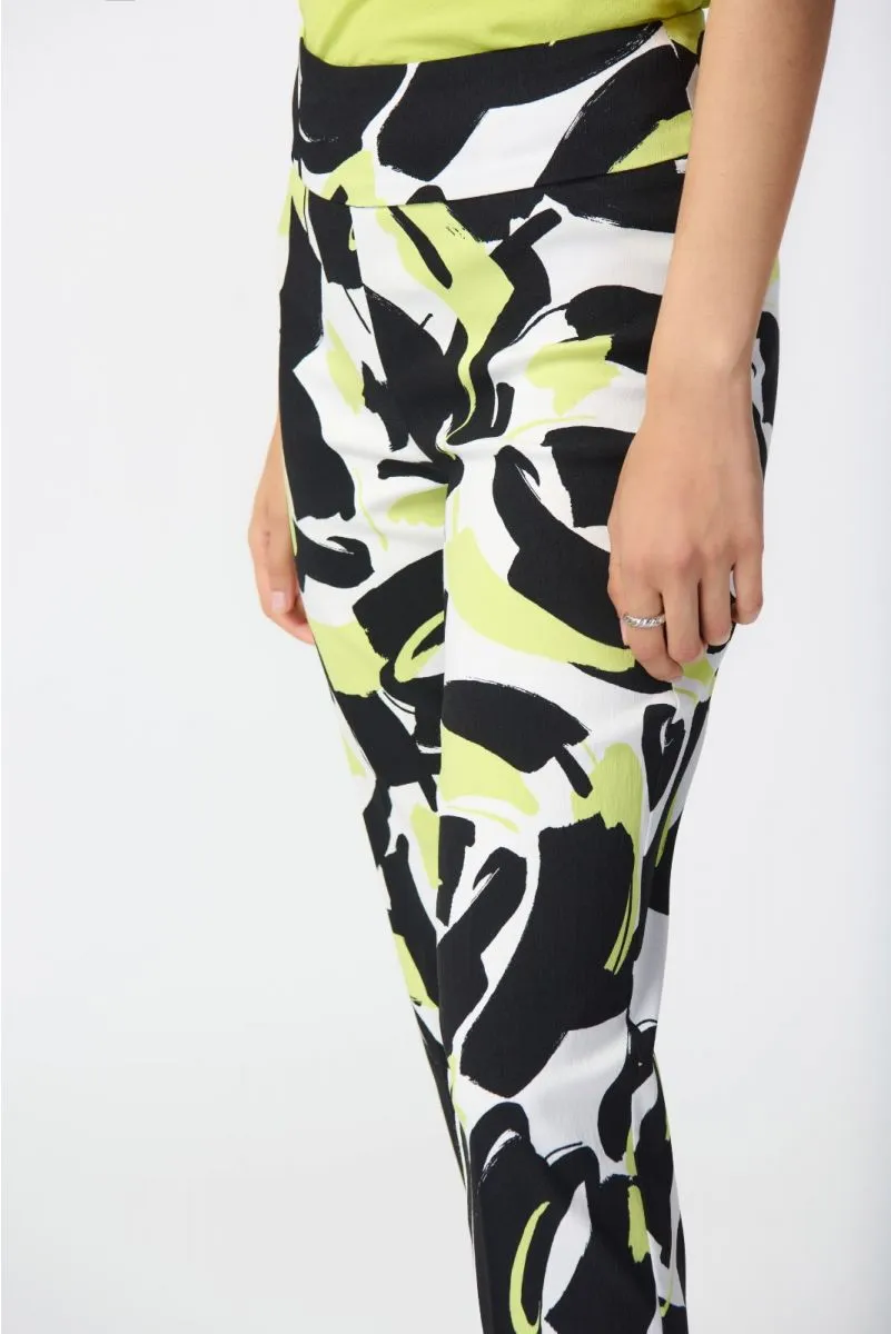 Joseph Ribkoff Vanilla/Multi Abstract Print Pull On Straight Ankle Pants 241266