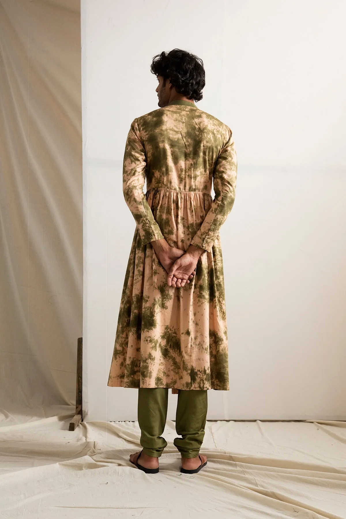 Kama - Tie and Dye Flared Manarkali with Churidar Set