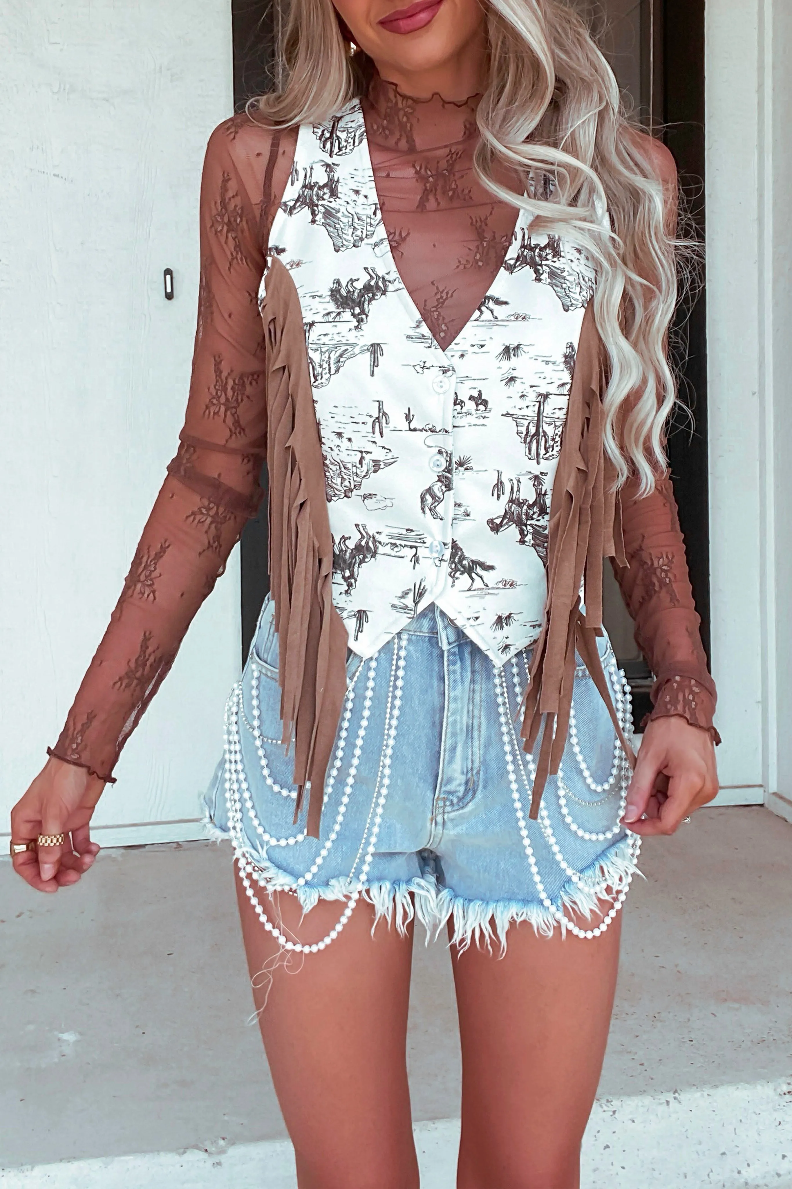 Kamryn Fringe Vest -Mocha fringe