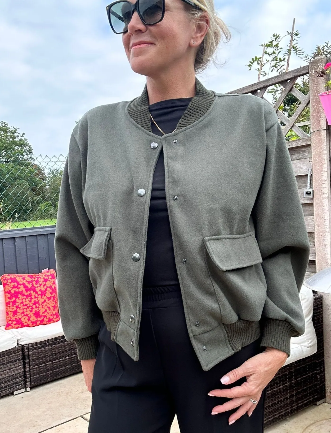 Khaki Brushed Bomber Jacket