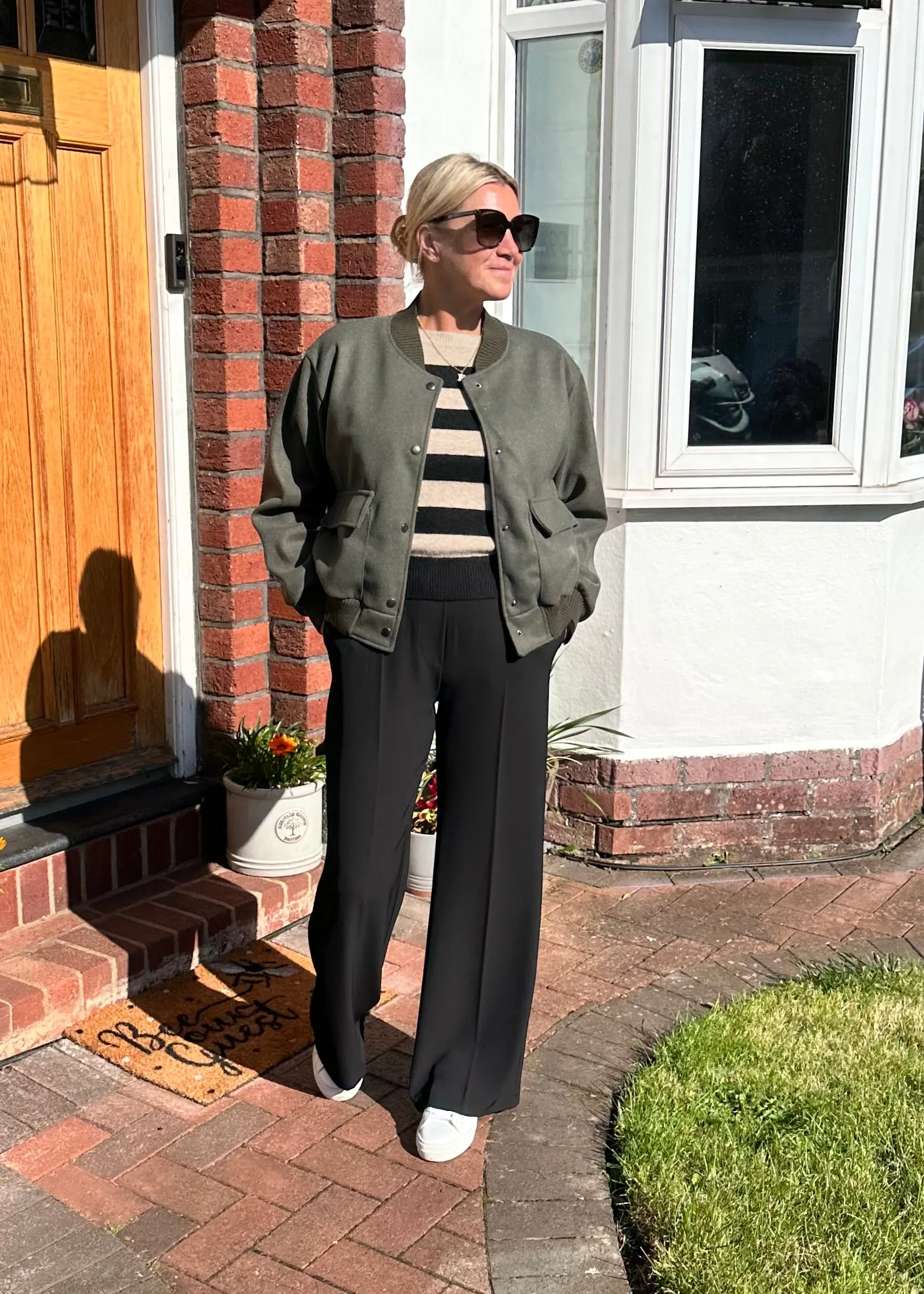 Khaki Brushed Bomber Jacket