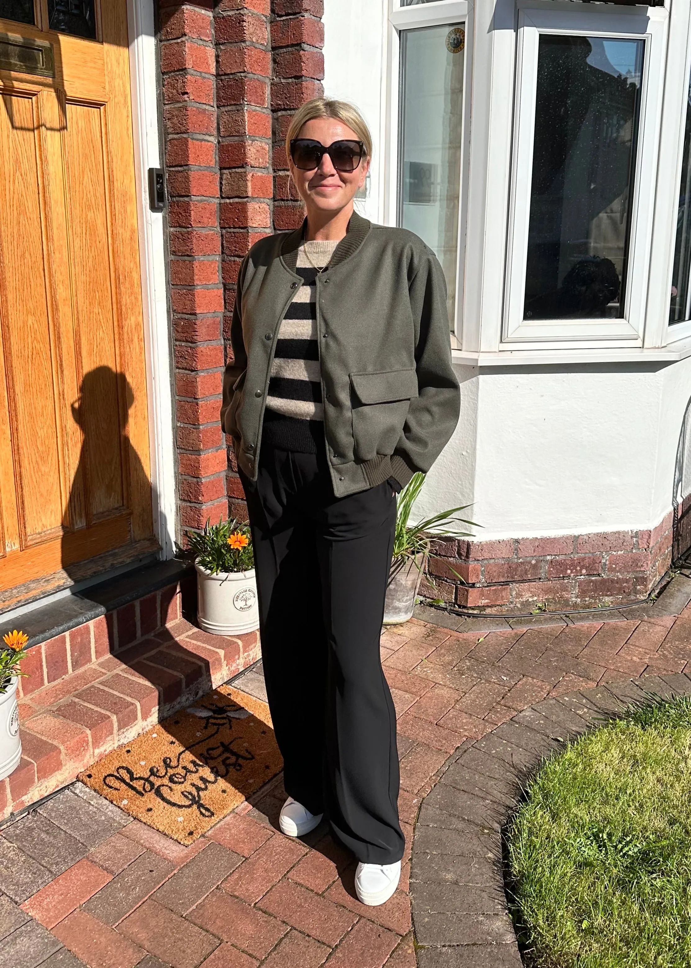 Khaki Brushed Bomber Jacket