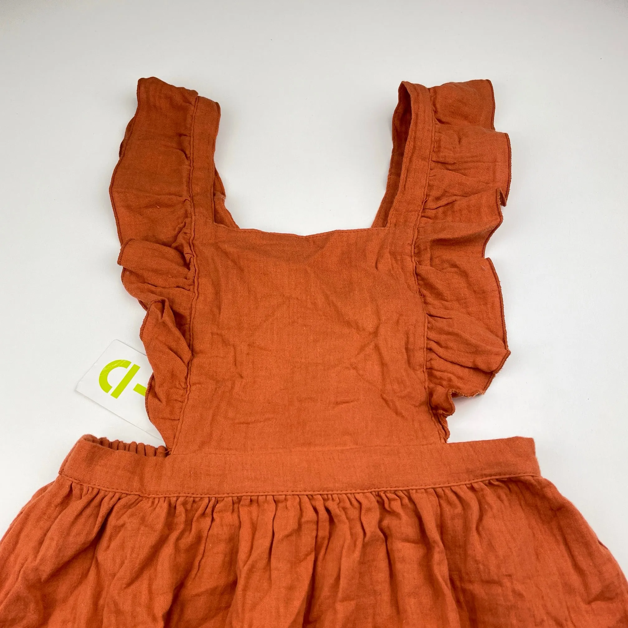 KID crinkle cotton overalls dress / pinafore, size 6, BNWT