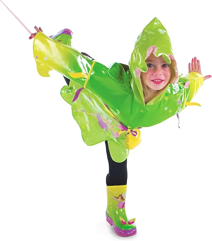 Kidorable Girls' Little Fairy All Weather Waterproof Coat, Green, 5/6