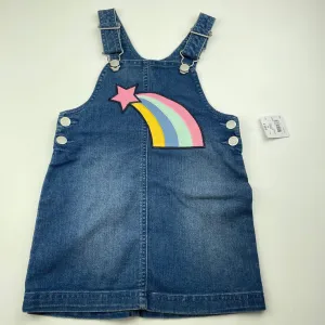 Kids & Co stretch denim overalls dress / pinafore, rainbow, size 3, BNWT