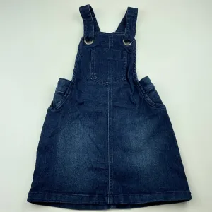 Kids & Co stretch denim overalls dress / pinafore, size 6, Pre-loved