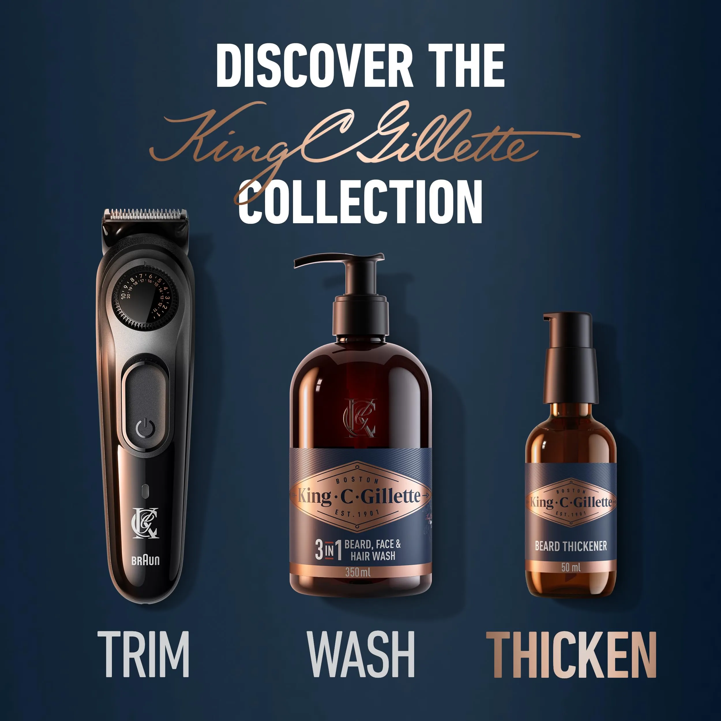 King C. Gillette Beard Thickener formulated with Vitamin B complex and Caffeine, 1.7oz