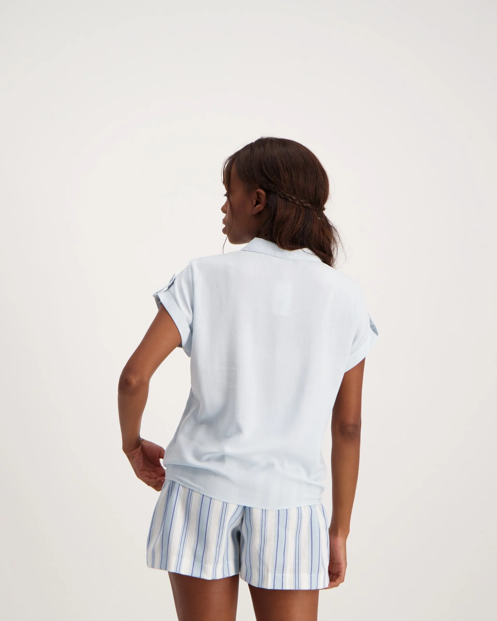 Ladies Basic 1 Pocket T-Shirt - Blue