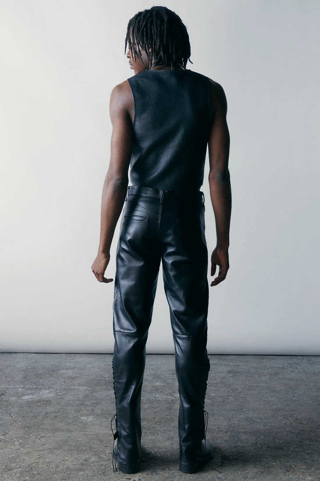 Leather Biker Pants in Black