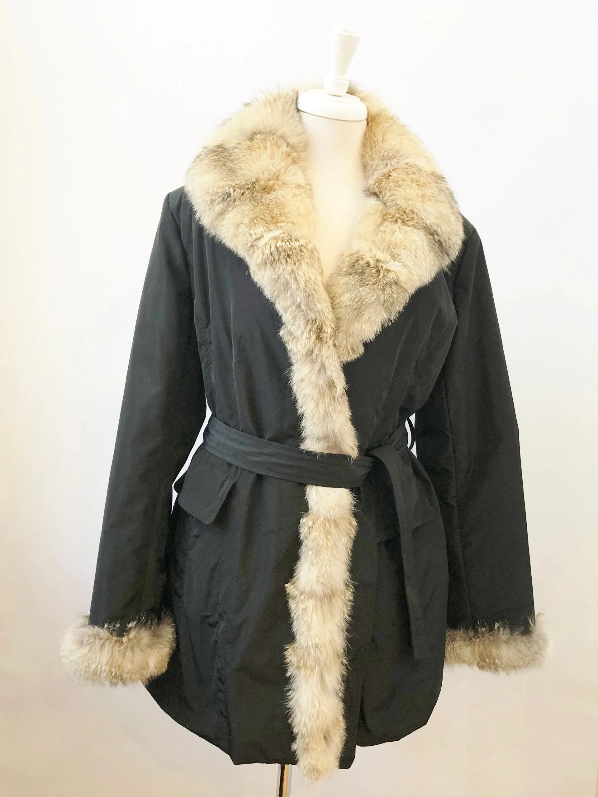 Linda Richards Luxury Lightweight Coat With Fur Trim Size L