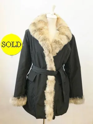 Linda Richards Luxury Lightweight Coat With Fur Trim Size L