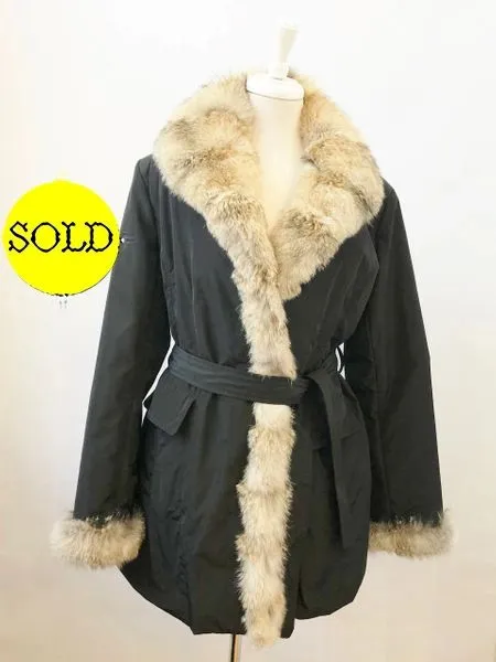 Linda Richards Luxury Lightweight Coat With Fur Trim Size L