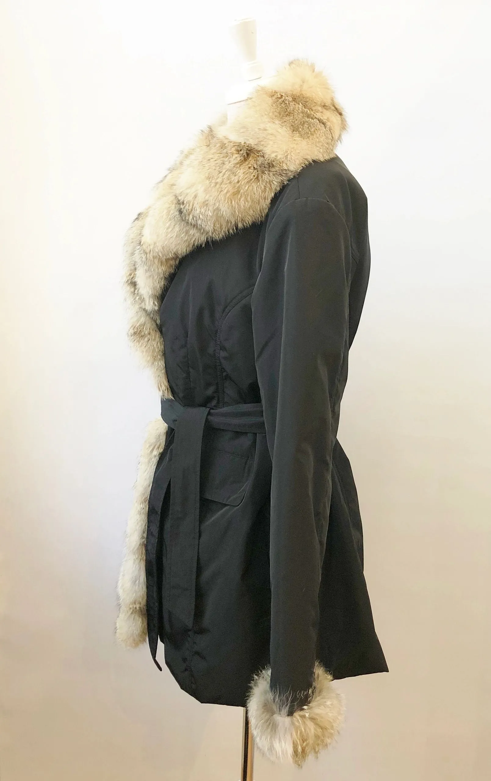 Linda Richards Luxury Lightweight Coat With Fur Trim Size L