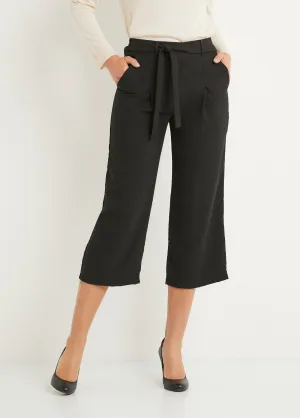 Linen-effect fabric capri pants