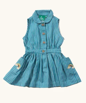 Little Green Radicals Pinafore Button Dress - Horizon Blue Striped