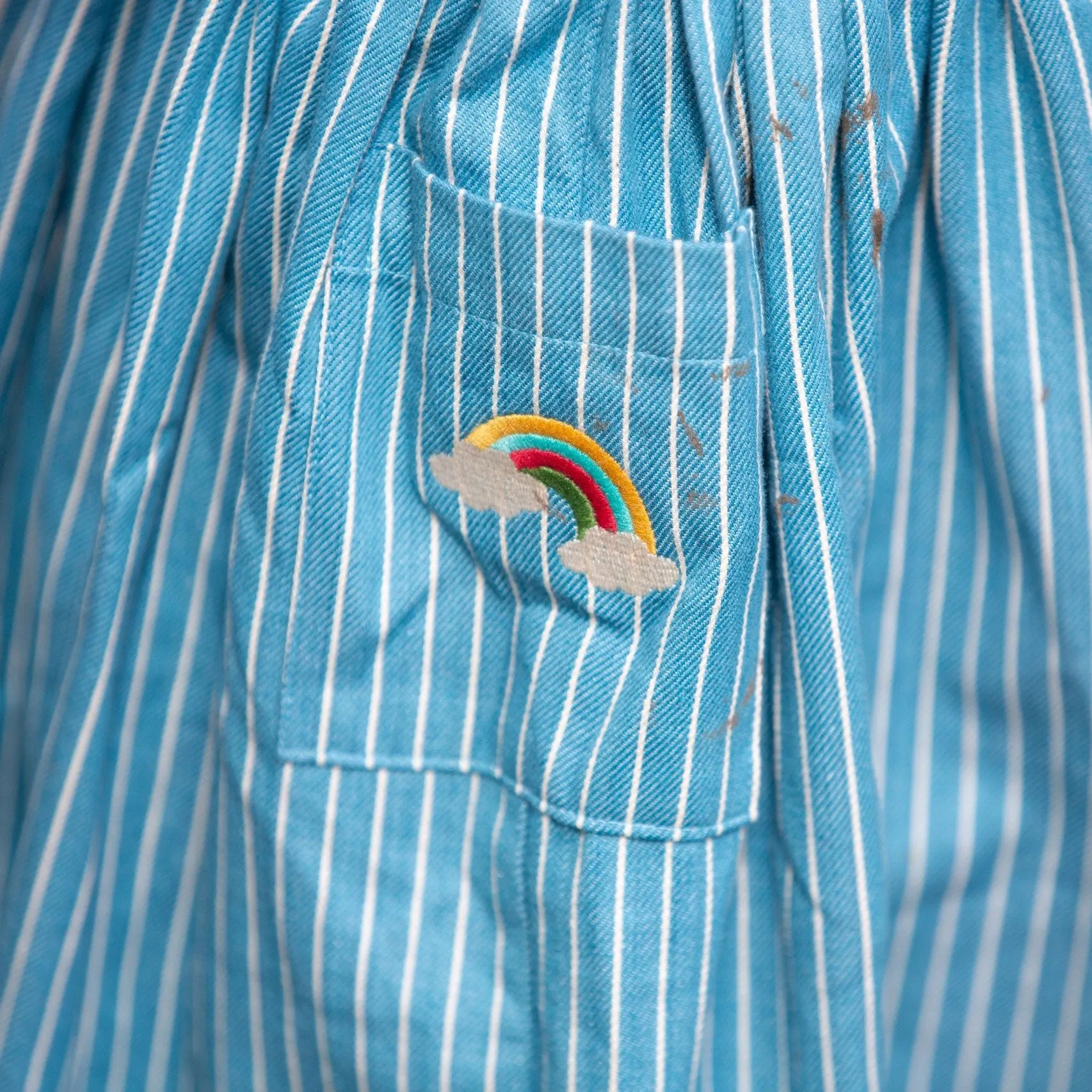 Little Green Radicals Pinafore Button Dress - Horizon Blue Striped