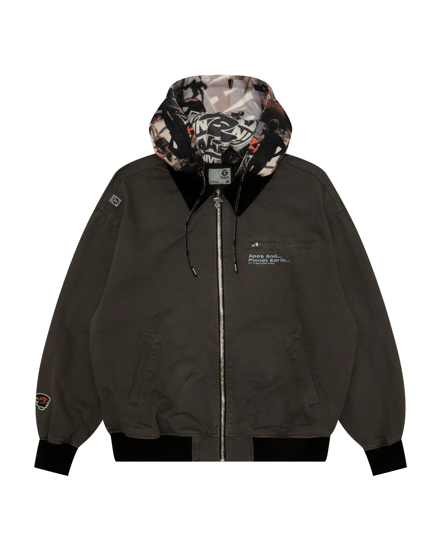 Logo graffiti print hooded jacket