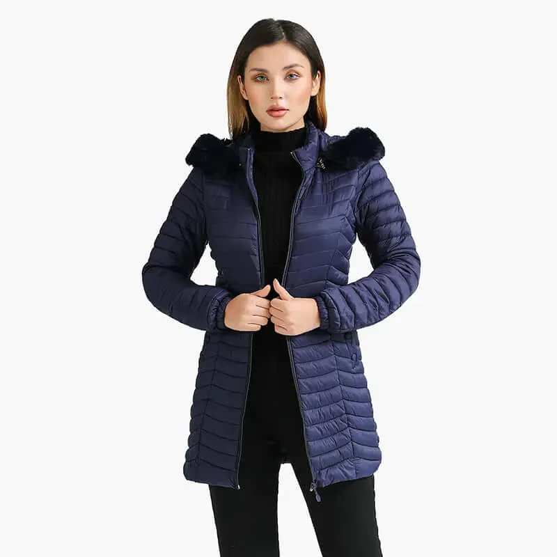 Long parka with fur hood Casual lightweight coats