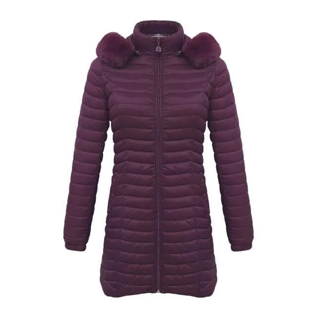 Long parka with fur hood Casual lightweight coats