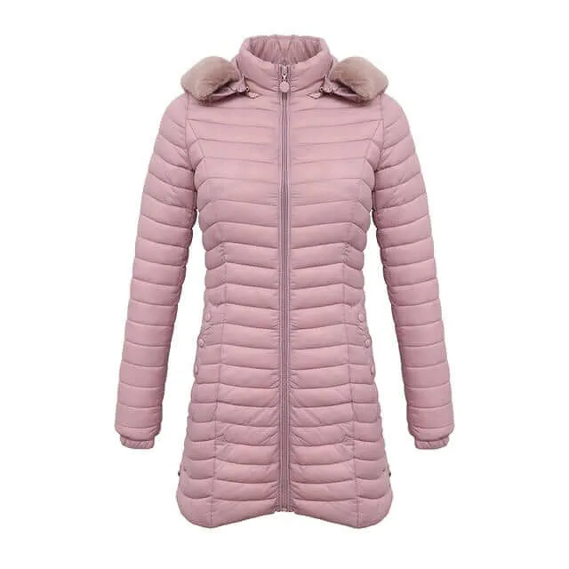 Long parka with fur hood Casual lightweight coats