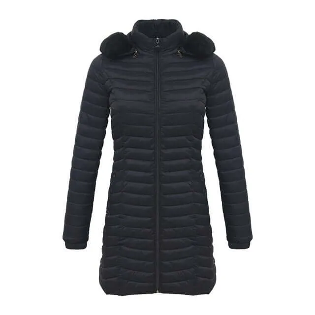 Long parka with fur hood Casual lightweight coats
