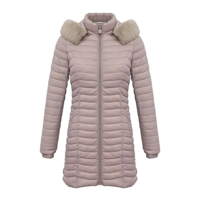 Long parka with fur hood Casual lightweight coats