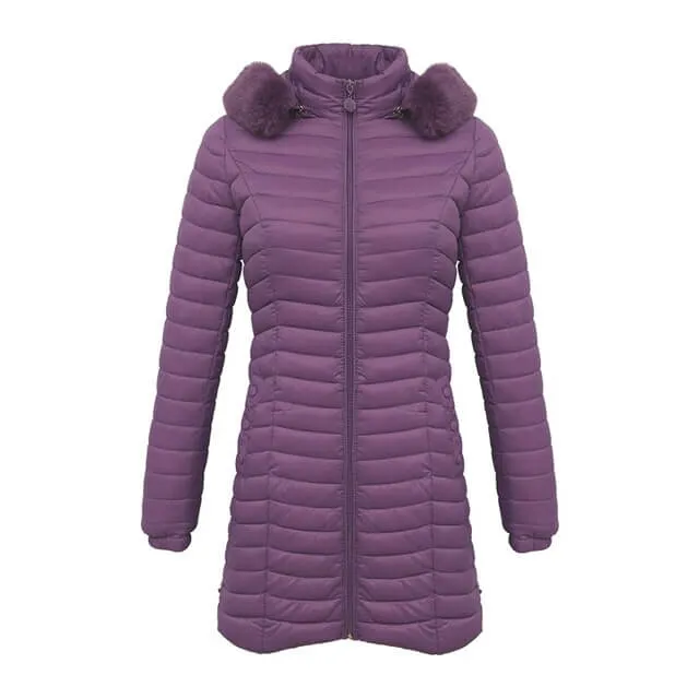 Long parka with fur hood Casual lightweight coats