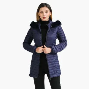 Long parka with fur hood Casual lightweight coats