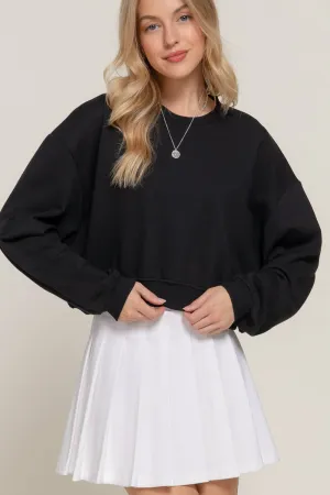 Long Sleeve Crew Neck Cropped Sweatshirt