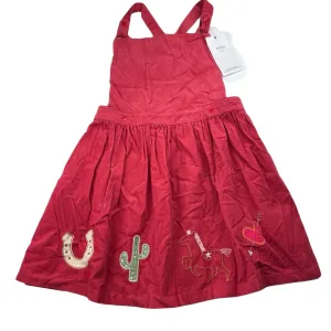 M&S embroidered corduroy cotton overalls dress / pinafore, size 6-7, BNWT