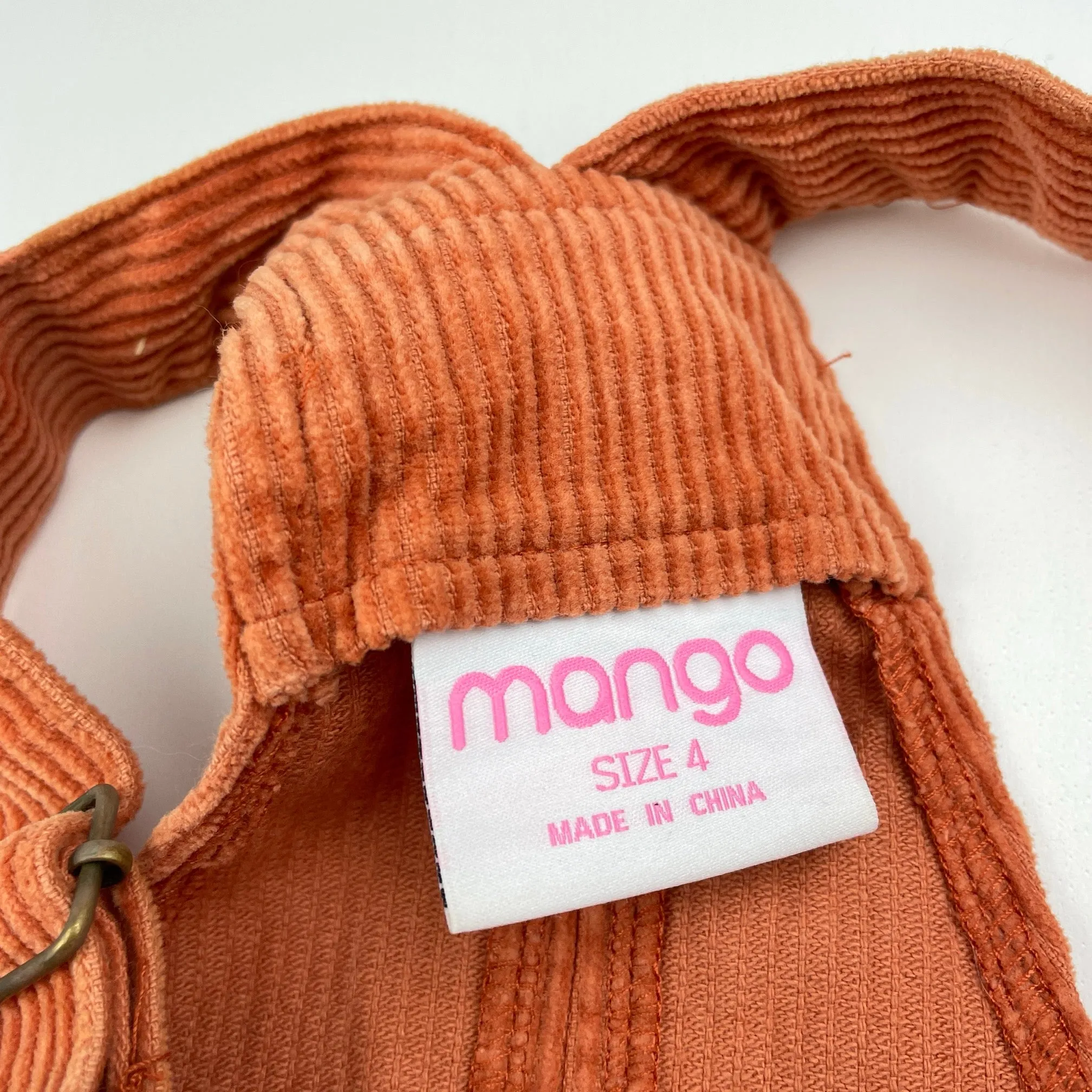Mango chunky corduroy cotton overalls dress / pinafore, size 4, Pre-loved