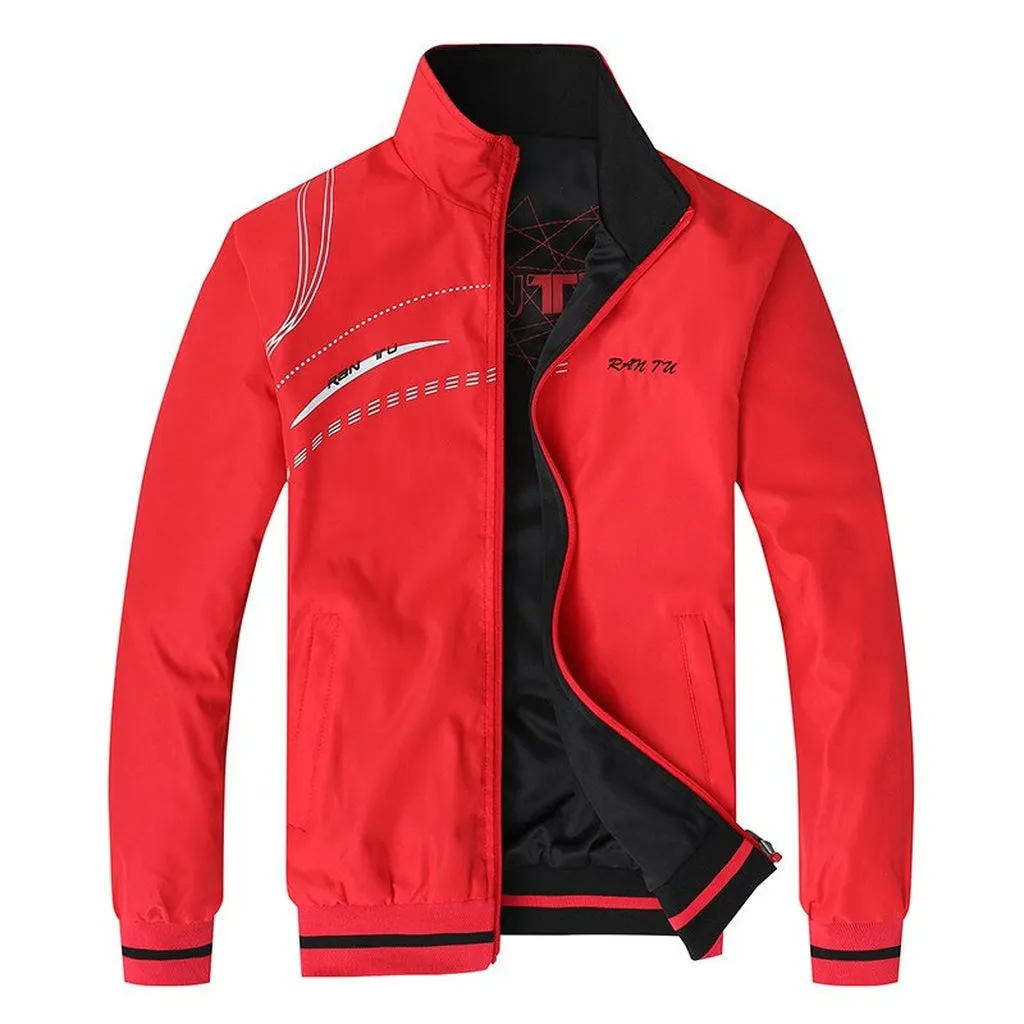 Men's Jacket New Spring Autumn Sports Clothes Stand Collar Sportswear Double Side Wear Coats Male Tracksuit Plus Size 5XL 6XL