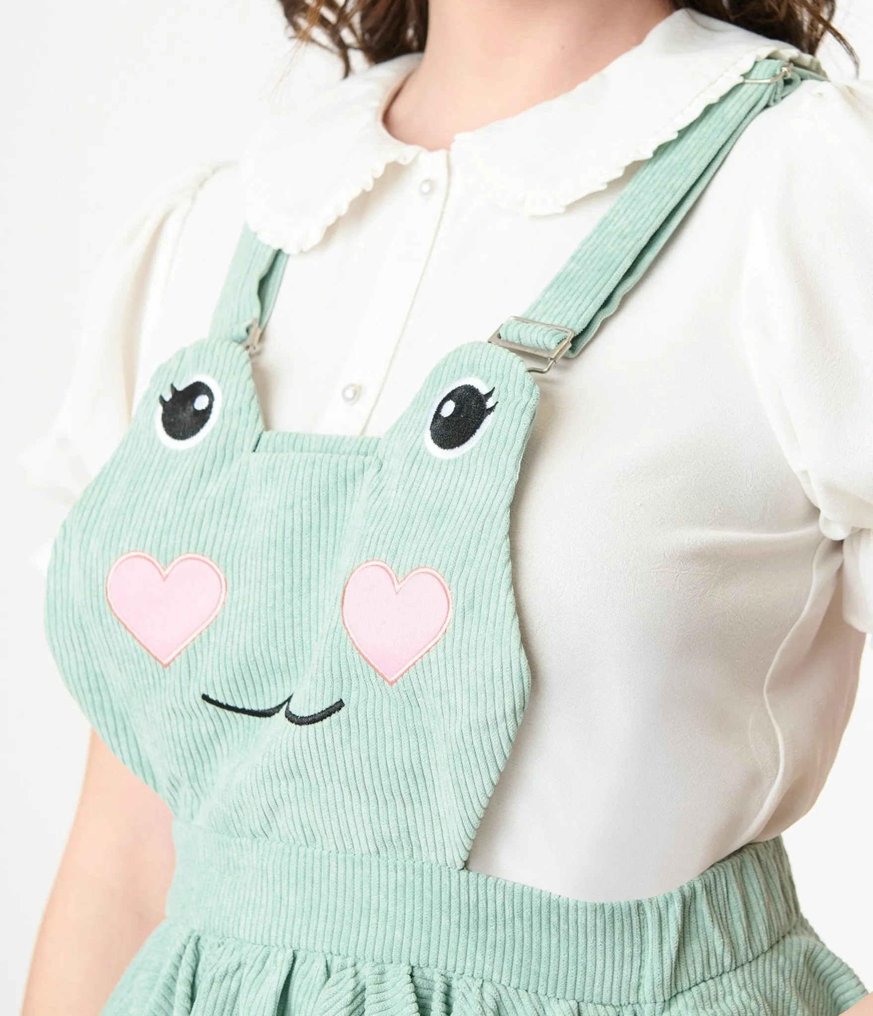 Miss Candyholic Green Frog Corduroy Pinafore