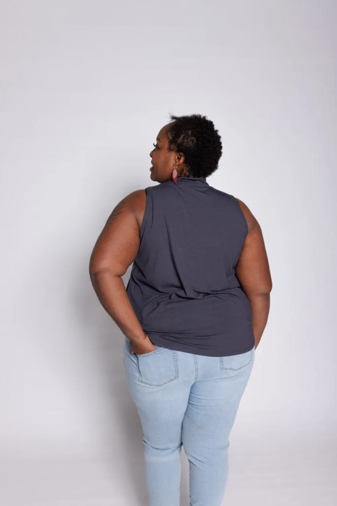 Mock Neck Tank in Stone