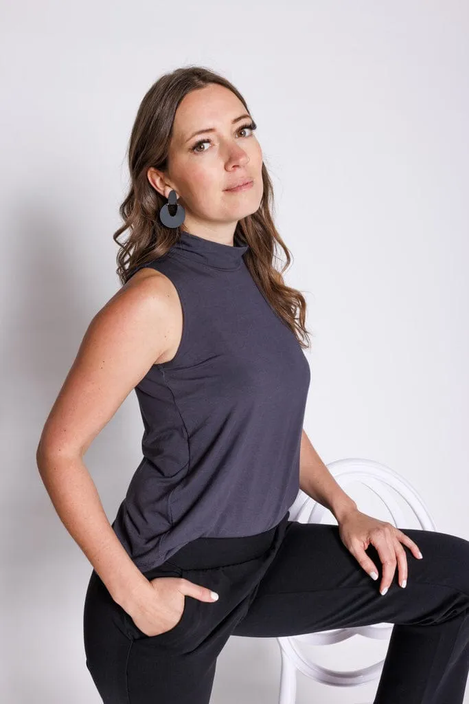 Mock Neck Tank in Stone