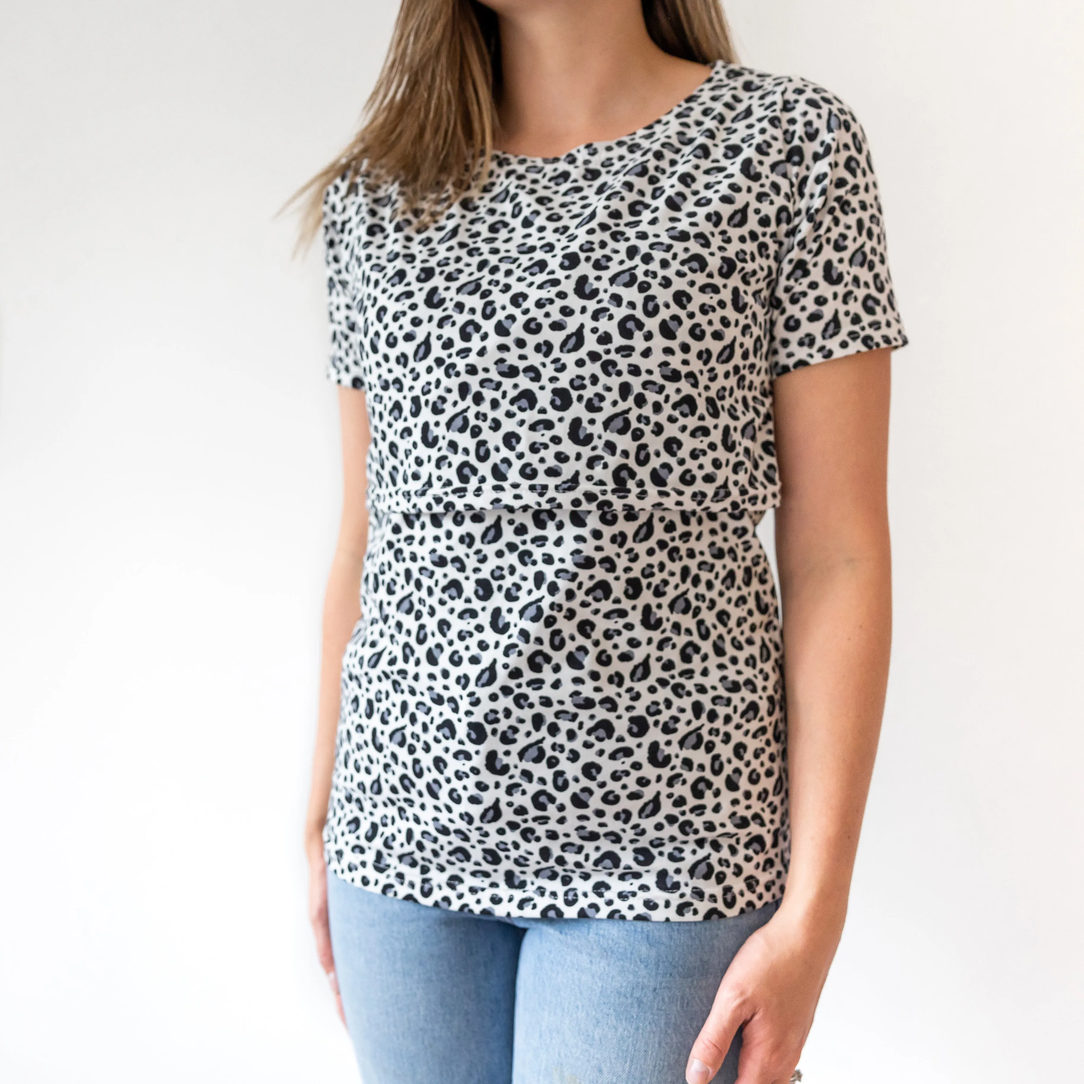 Monochrome Leopard print Breastfeeding Top