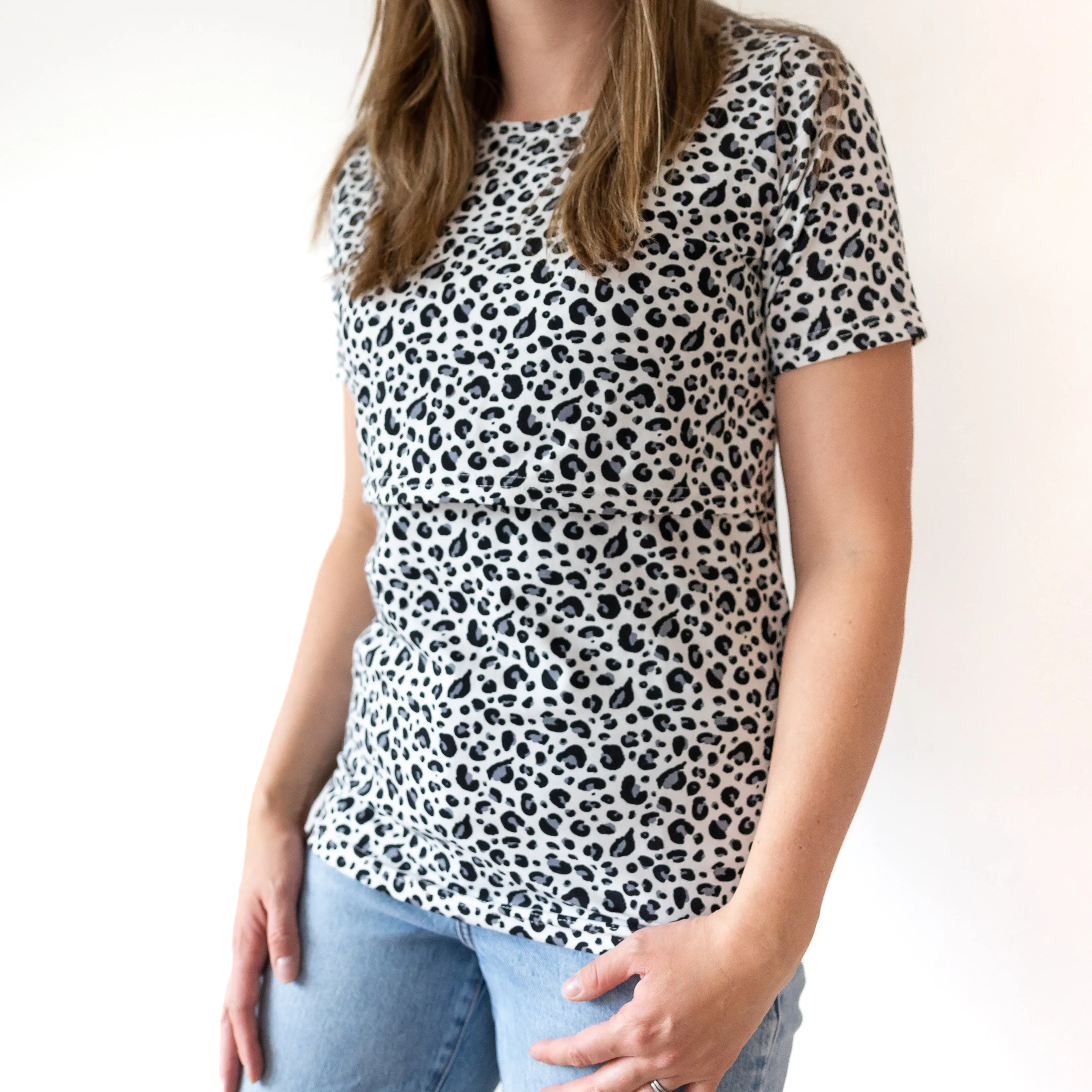 Monochrome Leopard print Breastfeeding Top